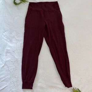 Burgundy Lululemon high rise align joggers. Size 6.